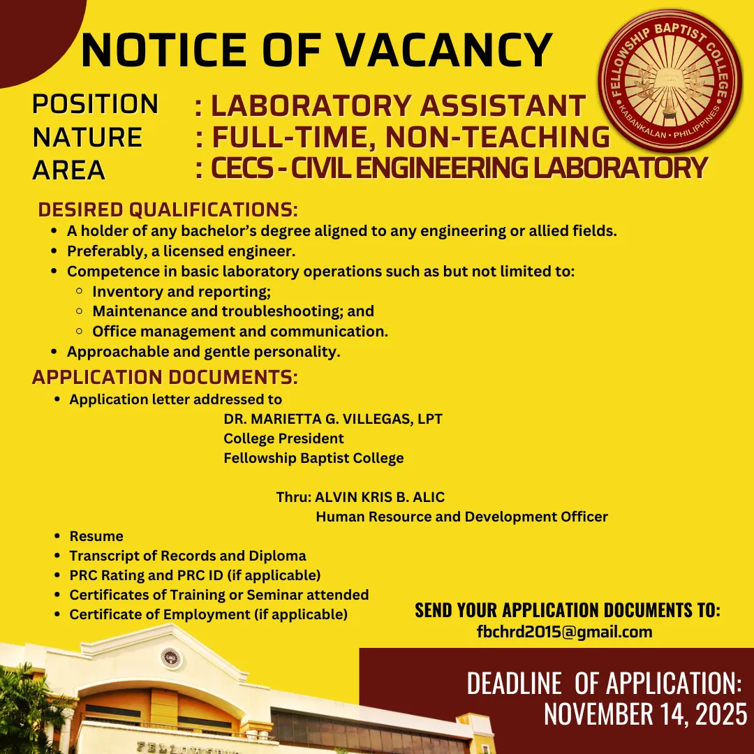  Laboratory Assitant - CECS Civil Engineering Laboratory