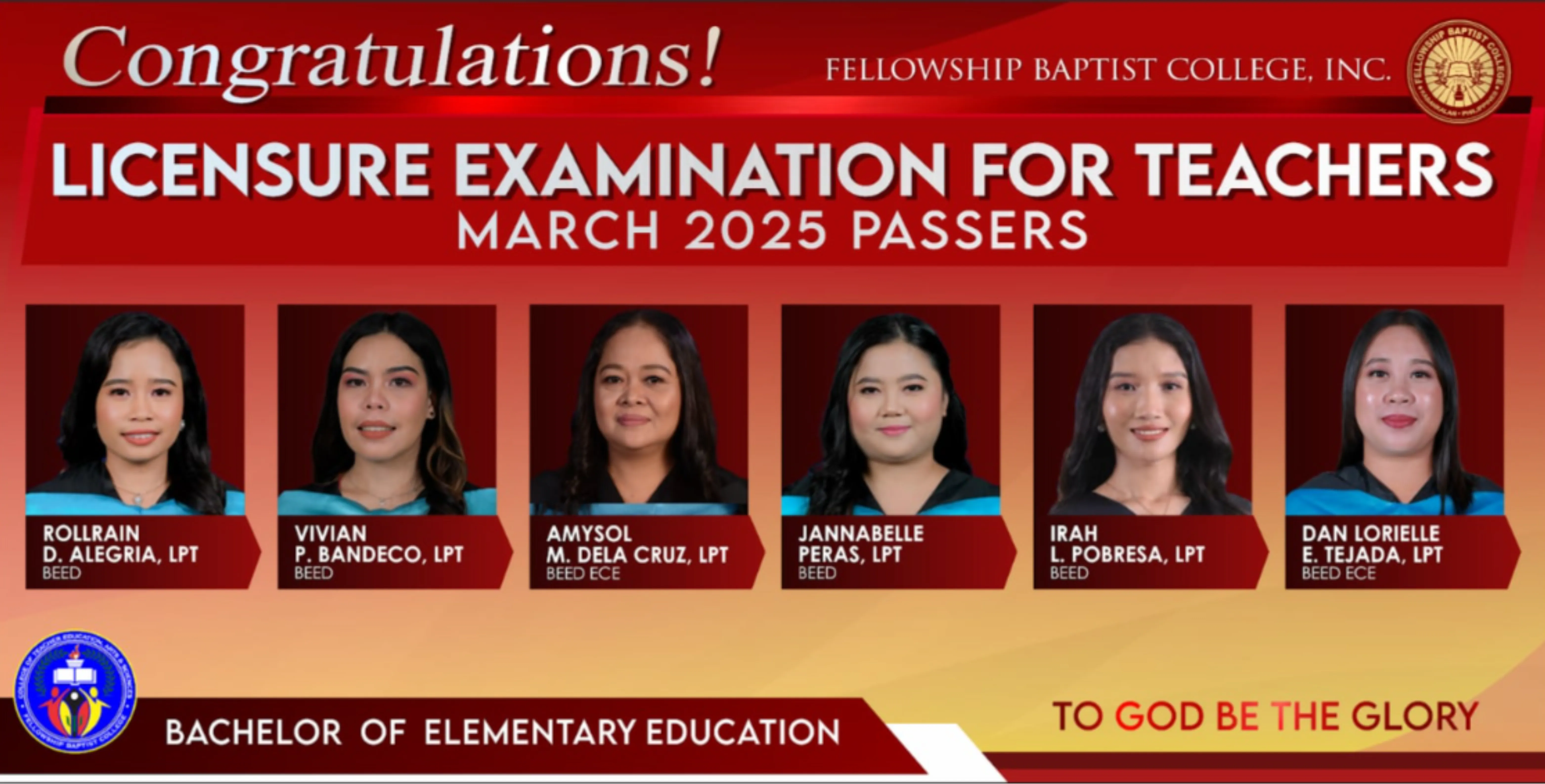 FBC Celebrates Its New Licensed Professional Teachers!